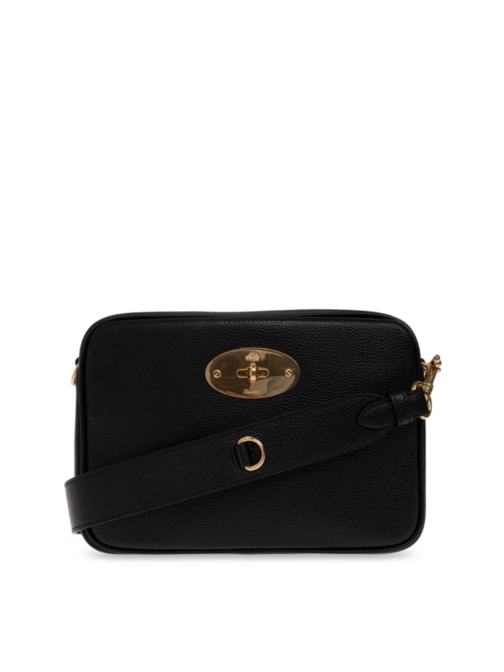 Mulberry Black Leather Crossbody with Gold Hardware